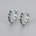 Silver hoop earrings with sparkling green cubic zirconia for a stylish everyday look - Large Silver Green Zirconia Style