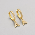 Detail of gold letter A earring charm with micro-paved white cubic zirconia stones - Gold / A