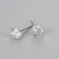 Macro detail of S925 sterling silver hallmark on small four-prong cubic zirconia studs - Silver (5)