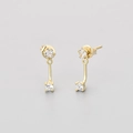 Elegant gold S925 silver drop earrings featuring two sparkling round cubic zirconia - Gold