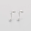 Minimalist S925 sterling silver back-hanging earrings with sparkling cubic zirconia - White Gold