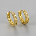 Gold plated S925 silver bamboo hoop earrings with sparkling diamonds in a snake style - Rhinestone Snake Style / Gold