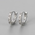 Silver snake scale hoop earrings with sparkling pave zircon accents in a geometric design - Rhinestone Snake Style / White Gold
