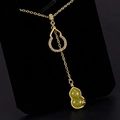 Elegante collana con pendente a forma di zucca in giada Hetian e finitura oro - Rame / Collana di Zucca in Giada Artificiale