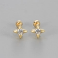 Minimalistische goldene Stern-Ohrstecker mit Zirkonia und Schraubverschluss für Damen - Goldton