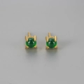 Eleganti orecchini a lobo quadrati in oro con zircone smeraldo per un look minimalista - Rame / Stile Smeraldo