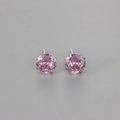 Elegante Ohrstecker mit vier Zacken und runden rosa Zirkoniasteinen in Silberoptik - 6mm / Rosa