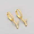 Elegant gold letter Y hoop earrings featuring micro-pave white cubic zirconia stones - Gold / Y