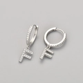 Silver letter F drop earrings with shimmering micro-paved cubic zirconia crystals - Silver / F