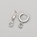 Silver letter G hoop earrings with cubic zirconia pave and luxury minimalist design - Silver / G