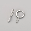 Silver hoop earrings with rectangular charms and shimmering cubic zirconia stones - Silver / I