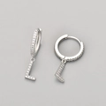 Silver alphabet L dangle earrings featuring sparkling zircon inlay in a sleek minimalist design - Silver / L