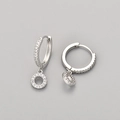 Silver hoop earrings with micro-set cubic zirconia rings and elegant drop design - Silver / O