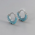 Boucles d'oreilles créoles en argent serties de turquoises de style bohème chic - Cuivre / Boucle d'Oreille Tournesol/Platine Pierre Turquoise
