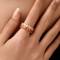 Anello aperto placcato oro con gradiente di zirconi marquise ambra e arancio - Aperto Regolabile / Stile Gemma Gradiente a Goccia a Doppia Fila (KR0082-2) / Oro