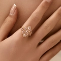 Elegante anello cluster in oro rosa con pietre ovali rosa e pavé di zirconi scintillanti - Aperto Regolabile / Stile Cluster Ovale Rosa (KR0085-2) / Oro
