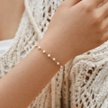 Minimalist 18K gold plated brass bracelet with elegant pearls on a thin dainty chain - Minimalist Pearl Gold Chain Style (KB0027)