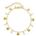 Tobillera bañada en oro de 18K con colgantes de concha y perlas blancas ajustables - Chapado en oro 18K / Dorado