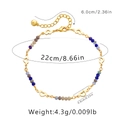 Détails de la cheville perlée faite main avec cœurs évidés et fermoir mousqueton précis - Or 18 carats / Cœur Creux Avec Perles Bleu-Gris Style (KA0233-1)