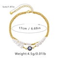 Detail showing multi-layer gold evil eye bracelet dimensions of 17cm with 5cm extension - Pearl Evil Eye Style (KB0053)