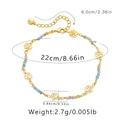 Bracelet de cheville bohème doré avec breloques roses évidées et perles colorées - Or 18 carats / Style Fleur de Rose Évidée et Perle Multicolore (KA0231)