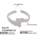 Minimalist silver wavy open ring made of waterproof stainless steel in size 7 - Silver Wave Design (Y167)