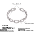 Silver stainless steel chain style open ring with minimalist link texture design - Silver Chain Design (Y168)