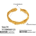 French vintage fishbone open ring in 18K gold plated stainless steel for women - Gold Fishbone Design (Y170)