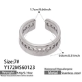 Silver stainless steel open ring with Roman numerals and cutout heart patterns - Silver Roman Numeral Design (Y172)