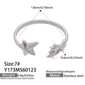 Star-shaped open ring in silver stainless steel finish with 1.8cm diameter - Silver Five-pointed Star (Y173)