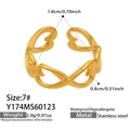 French vintage 18K gold plated stainless steel open ring with hollow heart patterns - Gold Hollow Heart (Y174)