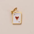 Gouden aas van harten pokerkaart hanger met rood hartdetail en wit emaille afwerking - Emaille Harten Aas hanger