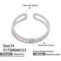 Silver double-layered stainless steel open ring with a round clear cubic zirconia stone - Silver Double Beaded (Y175)
