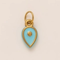 Retro drop-shaped stainless steel pendant with light blue enamel and gold finish - Blue Teardrop (YKXS26041254GK)