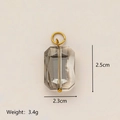 Modieuze vergulde ketting met grijze smaragd geslepen stenen hanger, maat 2,3cm x 2,5cm - Grijze Achthoekige Kristallook (5)