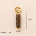 Bruine marmeren cilinder hanger met gouden lussen, 1,5cm hoogte en 1,3g gewicht - Bruingrijze Cilindrisch (6)