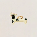 Modieuze teckel hanger met koeienpatroon en gouden ring van hoogwaardig roestvrij staal - Hond Met Roze Bloem Hanger