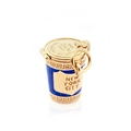 Exquisiter New York City Kaffeetassen-Anhänger aus Gold und blauer Emaille mit NYC-Gravur - NYC Kaffeetasse