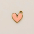 Colgante de corazón dorado con esmalte rosa y borde dentado para joyería DIY - Corazón Naranja
