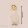 Ovalen hanger met witte steen en gouden accenten, details over maat 1,7 cm bij 1 cm - Witte Ovale Steen (10)