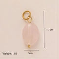 Roze ovale kwartssteen hanger met goudlaag en gedetailleerde afmetingen in centimeters - Roze Ovale Steen (12)