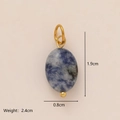 Blauwe marmeren stenen ovale hanger met 18k goud vergulding en 1,9 cm hoogte - Blauw-Witte Getextureerde Ovale (16)