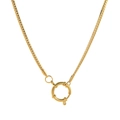 Artistieke gouden ketting met handgeschilderde aardbeien hanger en matroos sluiting - 18mm Matrozensluiting NK Ketting