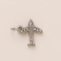Polished silver airplane pendant with sparkling crystals and a functional jump ring - Airplane Silver