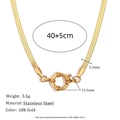 Platte 18K vergulde roestvrijstalen slangenketting met ronde veerringsluiting - Sailor Clasp Snake Chain 40+5