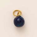 Minimalist round deep blue glazed stainless steel fruit pendant with gold loop - Blueberry