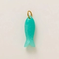 Fish-shaped ocean pendant charm in tiffany blue with vacuum 18k gold plating - Blue Fish Pendant