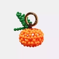 Detail of handmade orange fruit charm with bright orange beads and 18K gold clasp - Orange