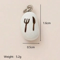 Creative white pebble-shaped pendant with cutlery pattern and dimension markings - Pendant Only (Without Chain) - Cutlery Pattern