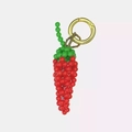 Detail of red and green beaded chili pendant with 18K gold plated chain and clasp - Chili